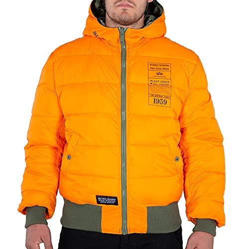 ALPHA INDUSTRIES Męska kurtka puchowa z kapturem Fd Rev, Szałwia/pomarańczowy, S