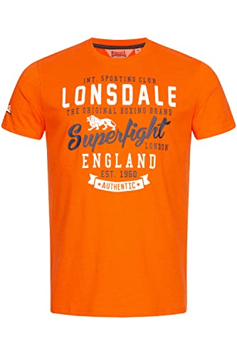 Lonsdale T-shirt męski Tobermory, Marl pomarańczowy/biały/granatowy, XXL