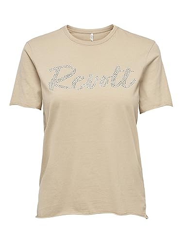 ONLY Women's ONLLUCY REG S/S Studs TOP Box JRS T-Shirt, Irish Cream/Detail:Studs Revolt, S (3 sztuki)