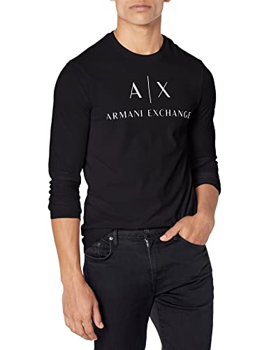 Armani Exchange A|X T-shirt męski z długim rękawem, okrągły dekolt, granatowy, XXL