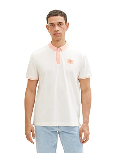 TOM TAILOR Męska koszulka polo, 1036428, biała, XXL, 10332 – Off White, XXL
