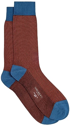Hackett London Skarpety męskie w jodełkę, Brązowy (czekolada), Small