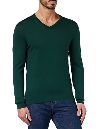 Hackett London Męski bawełniany sweter z kaszmiru V, Grn Topiary, 3XL