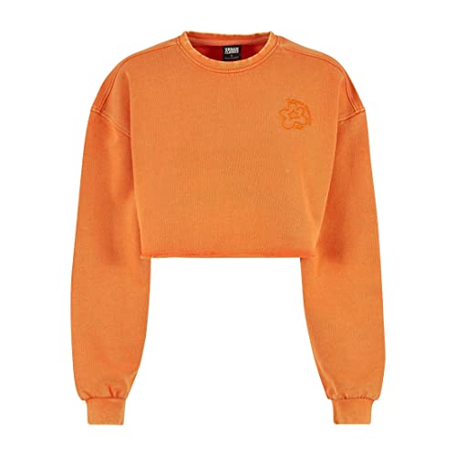 Urban Classics Damska bluza damska Cropped Flower Embroidery Terry Crewneck Vintage Orange XXL, Pomarańczowy vintage, XXL