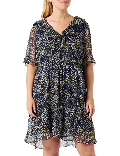 VERO MODA CURVE VMDORA Kaya 2/4 krótka sukienka WVN GA CUR, Navy Blazer/Aop: dora, 46