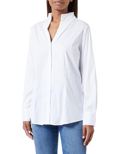 Seidensticker Damska bluzka - modna bluzka - Regular Fit - kołnierz koszuli - długi rękaw - mieszanka bawełny, biały, 40