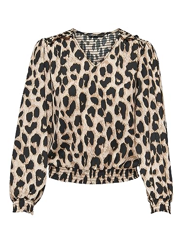ONLY Women's ONLTIANA L/S Smock TOP WVN NOOS Bluse, Cloud Dancer/AOP:VIMA Leo, XL