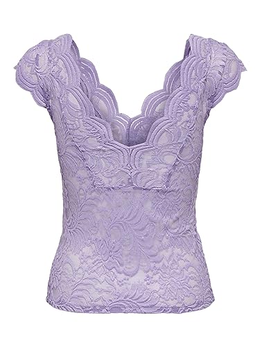 ONLY Women's Onlnew ALBA S/S V-Neck TOP JRS T-Shirt, Purple Rose, XS, Purple Rose, XS