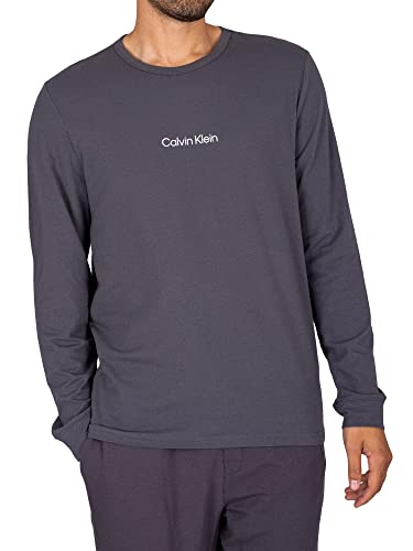 Calvin Klein Męska koszulka z długim rękawem L/S Crew Neck, szary (Sleek Grey), S