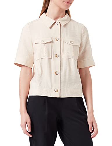 Naf Naf Damska koszulka EDONNE C1 klasyczna, beżowa Safari, 44