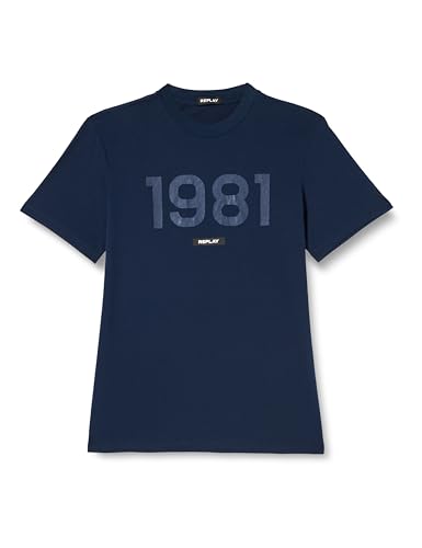 Replay koszulka męska regular fit, 715 Deep Navy, 3XL