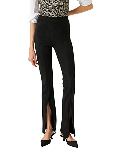 Koton Legginsy damskie typu flare leg Slit Detail, czarny (999), XL