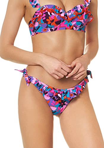 goldenpoint Bikini damski kostium kąpielowy, slipy, wstążki i falbanki, Groovie Holiday, wielokolorowa, S