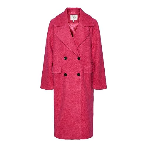 YAS Damski płaszcz wełniany YASMILA LS Wool Mix Coat S. NOOS, fuksja purple, XXL, fuksja, purpurowy, XXL
