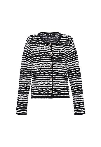 faina Damski modny kardigan w paski z okrągłym wycięciem pod szyją, czarny, rozmiar XL/XXL, czarny, XL