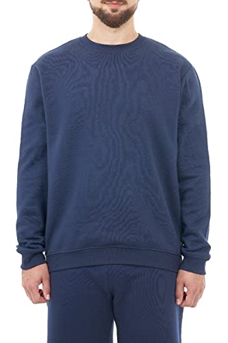 M17 Męska bluza z recyklingu codzienna bluzka z długim rękawem klasyczny sweter zwykły sweter z okrągłym dekoltem sweter, granatowy, XL