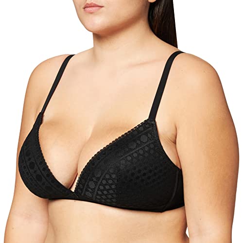 ESPRIT Z recyklingu: watowany biustonosz z koronką, czarny, 80C