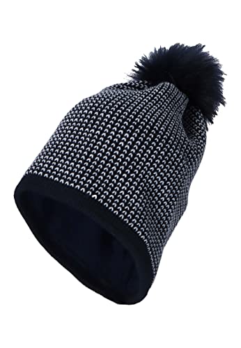 Sterntaler Dziewczęca czapka z pomponem z efektem brokatu, granatowa, 51