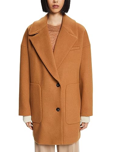 ESPRIT Z recyklingu: płaszcz z mieszanki wełny, Caramel, XS