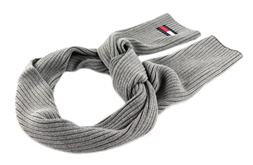 Tommy Hilfiger Unisex dziecięcy szalik z dużą flagą z dzianiny, jasnoszary wrzos, Rozmiar uniwersalny