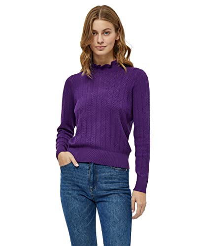 Peppercorn Damski sweter z falbanką Tana, Imperialna purpurowa, L