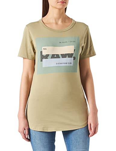 G-STAR RAW, Damska koszulka RAW. Długi wąski top z zakryciem, Zielony (Lt Moss D21237-336-b249), XXL