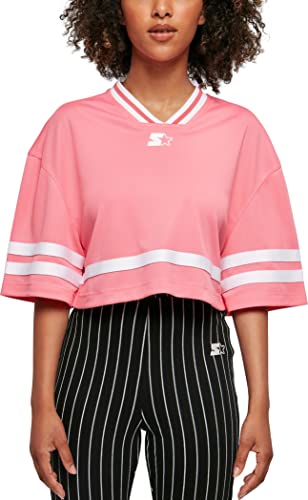 STARTER BLACK LABEL Damska koszulka Starter Cropped Mesh Jersey T-Shirt, różowo-grejpfrutowy/biały, XS