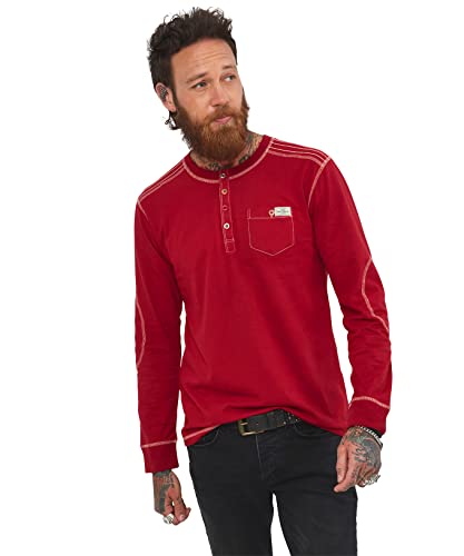 Joe Browns Klasyczna koszulka męska z długim rękawem Henley, Czerwony, S
