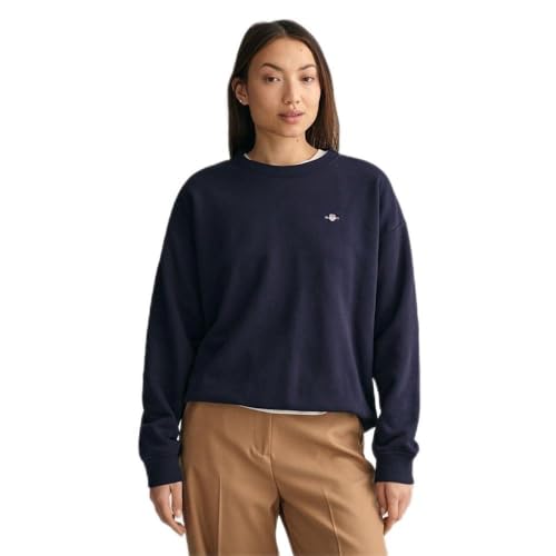 GANT Damska bluza Rel Shield z dekoltem w kształcie litery C, niebieski (Evening Blue), XS