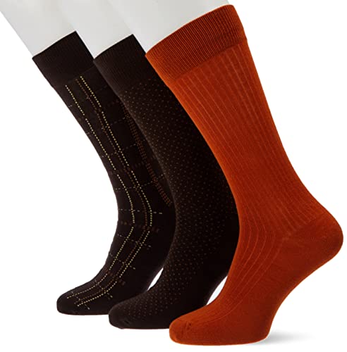 GANT Męskie skarpetki D2. Check 3-pak Gift Box Socken, Rich Brown, 43-45