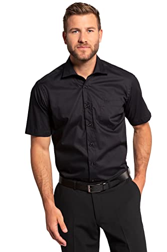 JP 1880 Męska, duże rozmiary, oversize, koszula męska, L-8XL, biznesowa, z rękawami do połowy rękawów, kołnierz Vario, do 8XL, Comfort Fit, Easycare czarna XXL 705178130-XXL, czarny, XXL