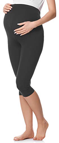 Be Mammy 3/4 Bawełniane Legginsy Ciążowe BE20-229 (Grafit, S)