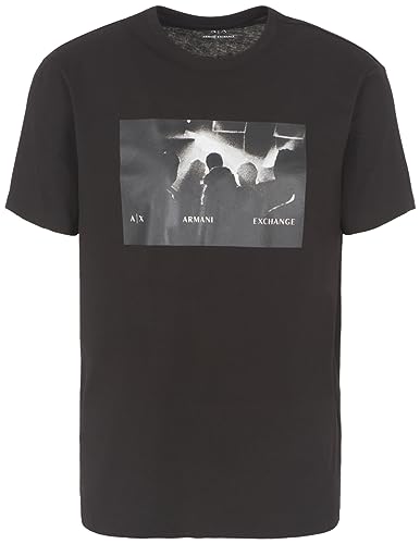 Armani Exchange Męski T-Shirt Regular Fit Concert Graphic Tee, czarny, XXL