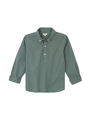 Gocco Koszula męska Lino Krótki Tapeta, Zielonkawy, 7-8 lat