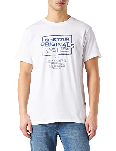 G-STAR RAW Koszulka męska z logo Originals, Biały (biały D21181-336-110), S