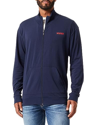 BOSS Męska kurtka z zamkiem błyskawicznym Linked Loungewear, Dark Blue405, XXL