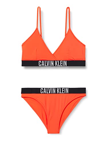 Calvin Klein Girl's Crossover Triangle Bikini Set Biustonosze, Bright Vermillion, 14-16 lat, Bright Vermillion, 14-16 Lat