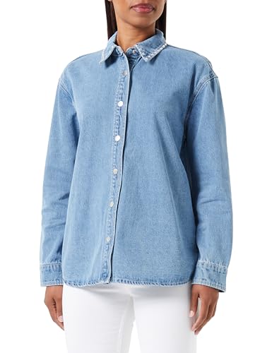 VERO MODA Damska bluzka Vmnate Ls Oversized Studs, niebieski (medium blue denim), XL