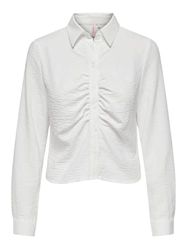 ONLY Damska bluzka Onlmette Ls Wrinkle Short Top Noos WVN, biały, XXS