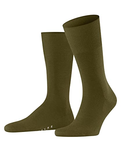 FALKE Męskie skarpety Airport z wełny merynosów, wzmocnione skarpety męskie bez wzoru, oddychające, grube, jednokolorowe, 1 para skarpet, zielone (Dried Herb 7354), 41-42