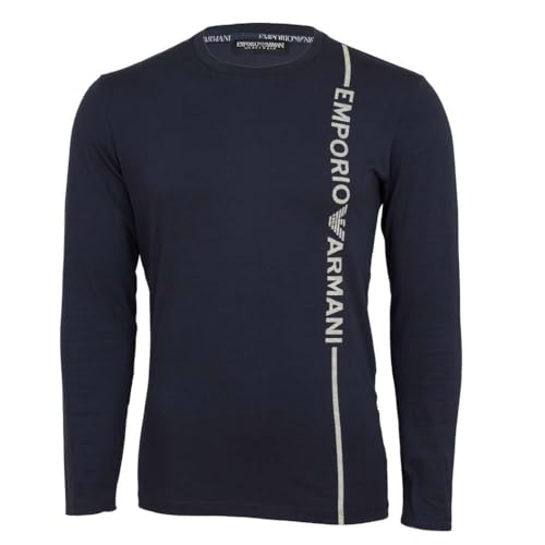Emporio Armani Męski T-shirt z logo z boku, morski, M