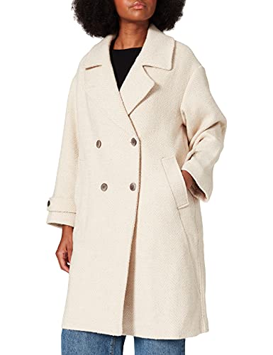 TOM TAILOR Damski Wzorzysty płaszcz wełniany o luźnym kroju 1026982, 27581 - Beige Herringbone Structure, XL