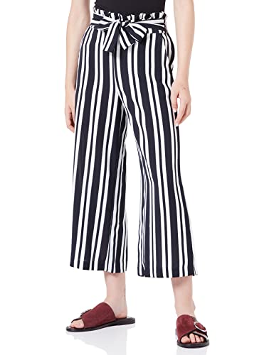 Vila Damskie spodnie Virasha New Hw Cropped Wide Pant/Lc, Cloud Dancer/Paski: Ciemna granatowa, 60