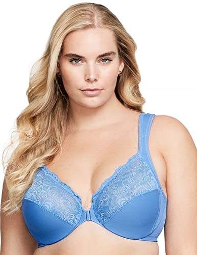 Glamorise Damski biustonosz Wonderwire-BH z zapięciem z przodu z fiszbinami #1245 Full Coverage Bra, niebieski, 115H, niebieski, 115H