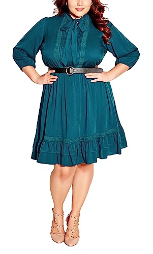 CITY CHIC Damska sukienka plus size szlachetny krawat, benzyna, 46-Plus