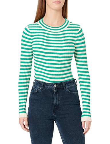 PIECES Damski sweter PCCRISTA LS O-Neck Knit NOOS BC, Parakeet/Stripes:with Birch Stripes M, XS