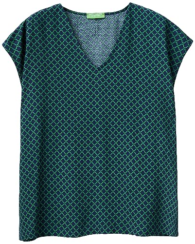 United Colors of Benetton Koszula damska, Ciemny Niebieski W Paski 67v, L