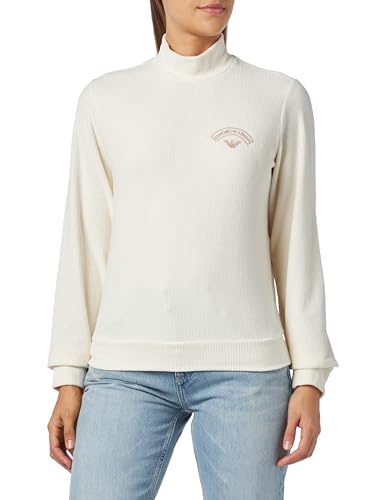 Emporio Armani Damska bluza z prążkowanym welurem, Pale Cream, XL