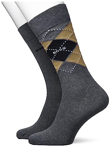 BOSS Męskie skarpety 2P RS Argyle Col CC Regular Socks, Medium Grey, 39-42, ?rednioszary, 42 EU