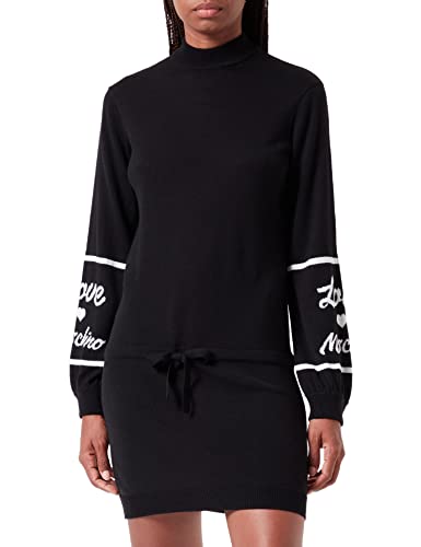 Love Moschino Damska sukienka turtleneck Blended Wool Dress, czarny, 38